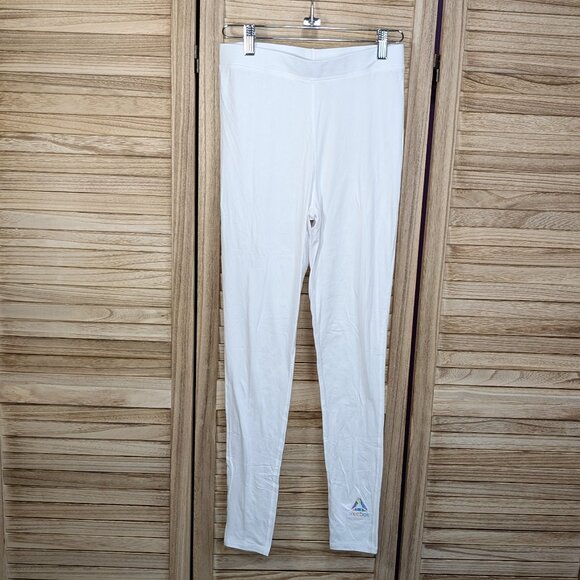 Reebok White Long Underwear Leggings with Logo at Ankle Size Small - Picture 1 of 6